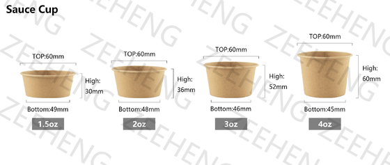 ZH Einweg-Kraft-Sauce-Tassen 1,5 oz 2 oz 3 oz 4 oz mit Deckel Pudding Heiliger Kommunion Behälter