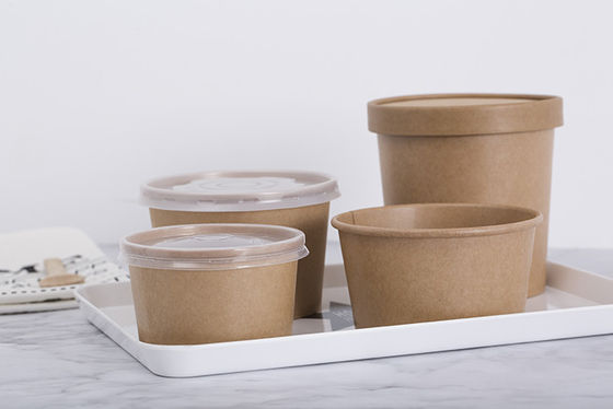 Wegwerf- Mitnehmer-Bambuspapierschüsseln des salat-32oz mit klarem HAUSTIER Deckel