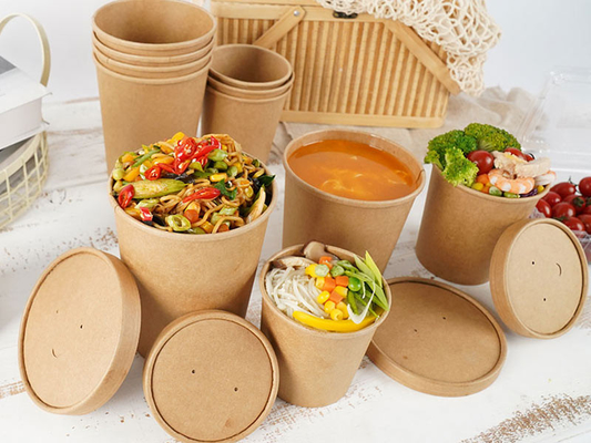 massen-Papier-Suppenschüsseln 26oz 780ml Bambusmit Deckeln
